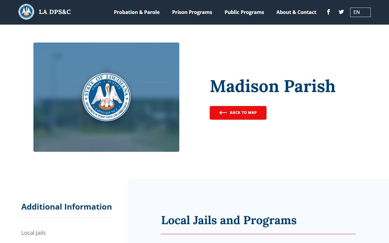 DPS&C Madison Parish directory listing for Madison Parish Correctional Center inmate lookup