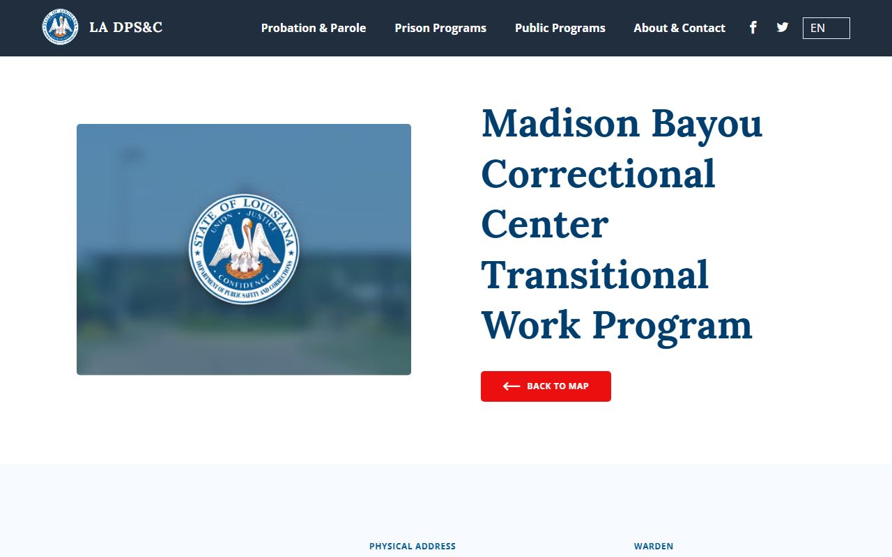 DPS&C Madison Bayou Correctional Center Transitional Work Program custody search source