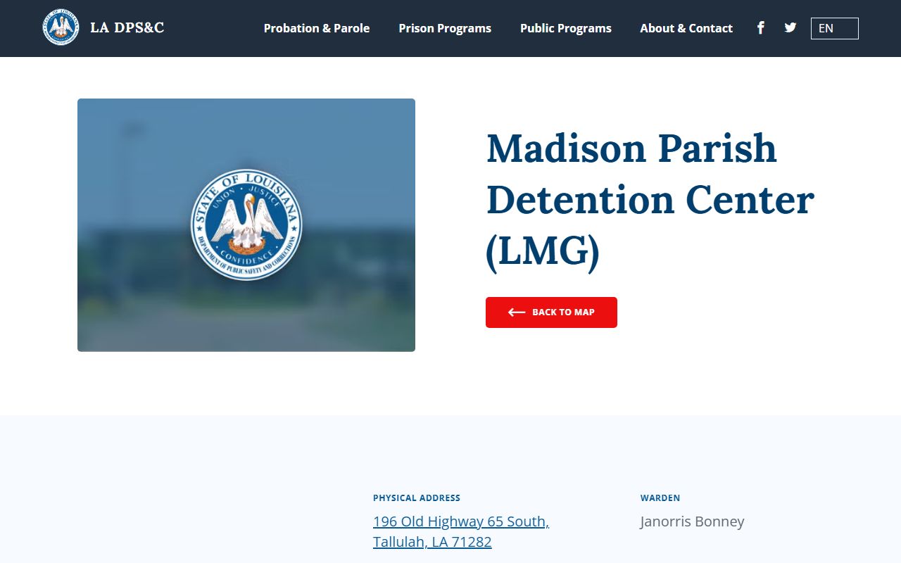 DPS&C Madison Parish Detention Center LMG inmate roster search source