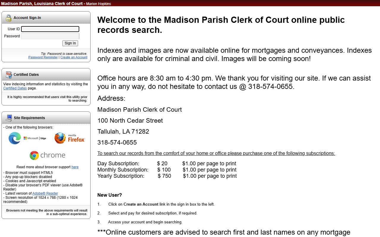 Madison Parish court records after jail arrest Cott portal login