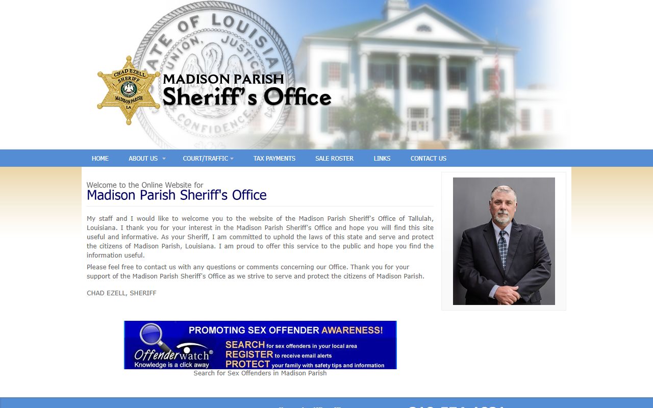 Madison Parish Sheriff's Office source for Madison Parish Jail custody records